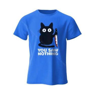 Imagem de Camiseta Feminina Engraçada Com Estampa De Gato, Algodão, Gola Redonda