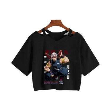 Imagem de Camiseta Feminina Demon Slayer Nezuko Kimetsu No Yaiba Crop Top Tanjir