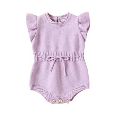 Imagem de Macacão De Lã Sólido Para Bebês Meninas 0-2 Anos Quente Com Manga Fran