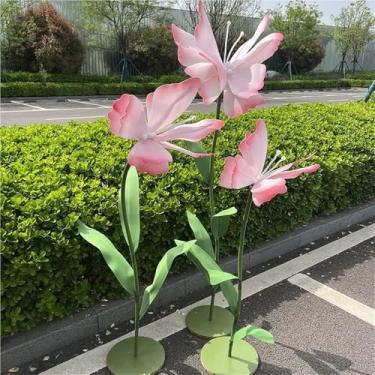 Imagem de Conjunto de flores artificiais grandes - 3 decorações florais de borboleta gigante para casamentos, festas de aniversário e decoração de casa - ideal para eventos e vitrines