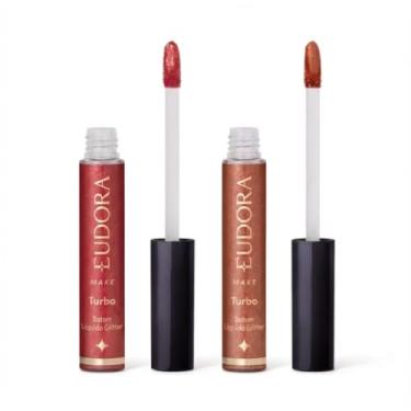 Imagem de Kit Duo Gloss Labial Turbo Glitter – Cores Nude e Vermelho – Brilho Intenso e Alta Pigmentação,Batom Líquido Efeito Espelhado