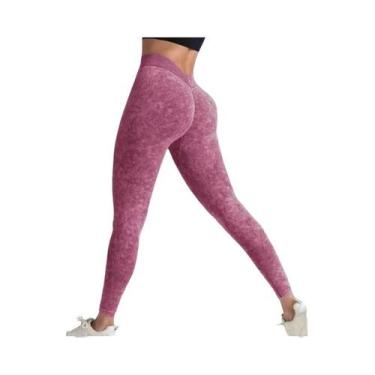 Imagem de Leggings Esportivas Sem Costura De Cintura Alta Para Mulheres, Com Des