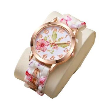 Imagem de Relógio Feminino Casual De Quartzo, Com Estampa De Flores, Pulseira De