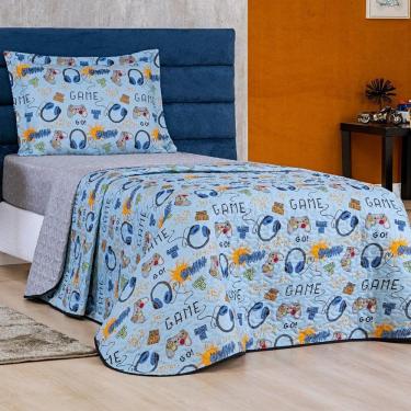 Imagem de Colcha Cobre Leito Bouti Dupla Face Solteiro Infantil Kids 2 Peças - Game