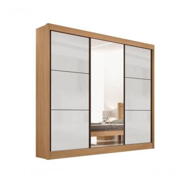 Imagem de Guarda Roupa Cristal Casal 3 Portas 6 Gavetas Com Pés D' Doro Cinamomo/off White