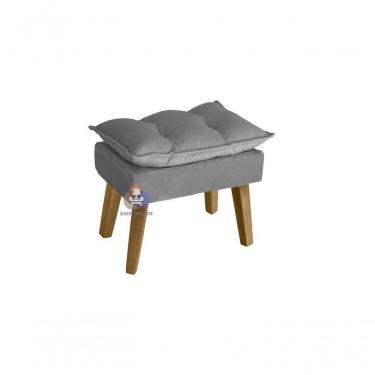 Imagem de Poltrona/cadeira Decorativa E Puff Glamour Com Pés Quadrado Cinza