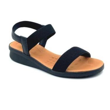 Imagem de Sandália Usaflex Anabela Elástico Preta 2029-Feminino