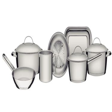 Imagem de Jogo de Panelas Tramontina Allegra Inox Fundo Triplo 7 Peças