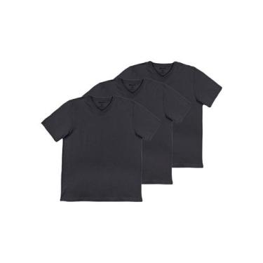 Imagem de Kit com 3 Camisetas Masculina Hering 022b, Cinza, XG