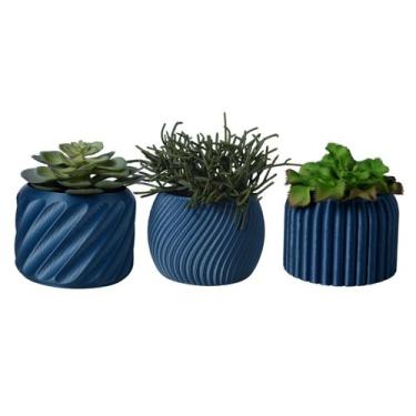 Imagem de Trio Cachepot M - Adornos - Galanta, Azul Cobalto