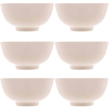 Imagem de 6 Bowls de Porcelana Lyor 330ml Sobremesa Fruta Petisco Tigelas Brancas 12,5x6,5cm Clean