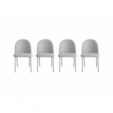 Imagem de Kit 4 Cadeira Jantar Cecilia Metal Champagne Reforçada Linho Base Dourada-linho Bege