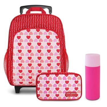 Imagem de Conjunto Infantil Com Mochila E Acessórios Jacki Design Coração Vermelho