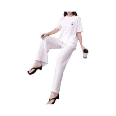 Imagem de Conjunto De Pijamas Femininos Quentes De Flanela Com Manga Longa Em Ve