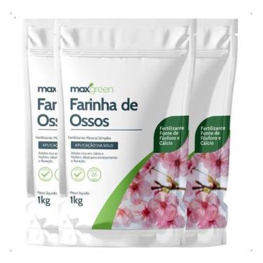 Imagem de 3 Unidades Adubo Forth Maxgreen Farinha De Ossos 1kg Baixo Odor Cheiro