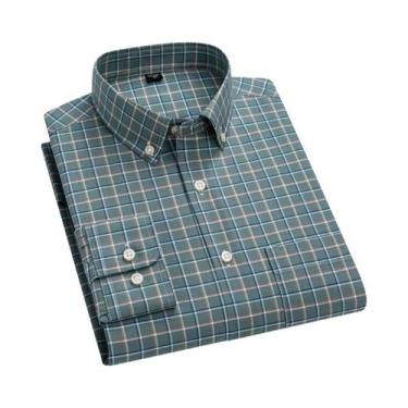 Imagem de Camisa Oxford Slim Fit Masculina De Manga Longa 100% Algodão Luxuosa C