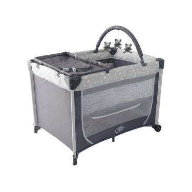 Imagem de Berço Portátil Desmontável Baby Style Estrelinha Cinza, Cinza