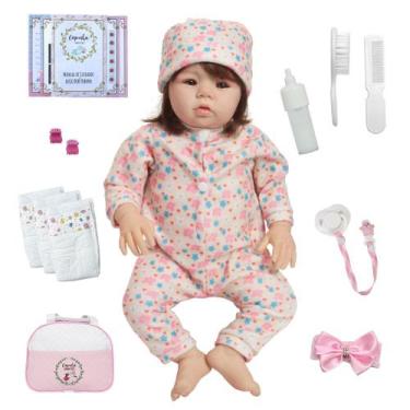 Imagem de Bebe Reborn Realista Fio a Fio Pode Banho + Bolsa Acessórios - Cegonha