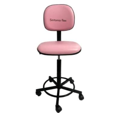 Imagem de Cadeira caixa alta com rodinhas corino preta