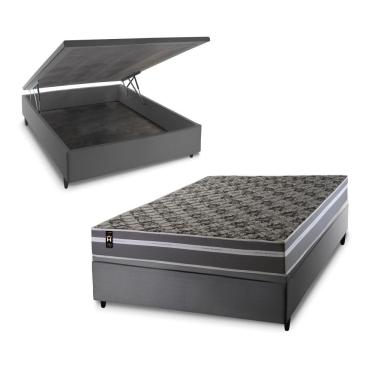Imagem de Conjunto Box Baú Miami 138x188 Cinza Espuma D33 King House