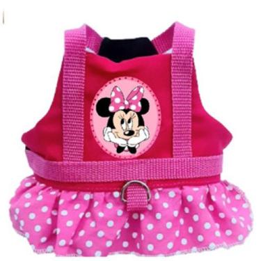 Imagem de Roupa para Cachorro Coleira Peitoral Vestido pra Femea da Minnie Rosa 