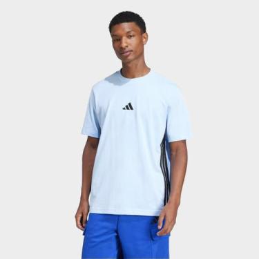 Imagem de Camiseta Adidas 3 Listras Stretch Masculina, Azul, G