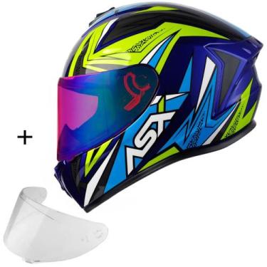 Imagem de Capacete Para Motociclista ASX Draken Vector + Viseira Extra Colorida,