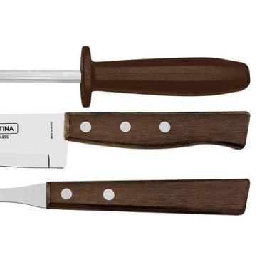 Imagem de Kit Churrasco 3 Peças Tramontina 22299055 Marrom