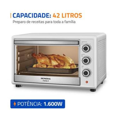 Imagem de Forno Elétrico 42L Family II Mondial Branco Inox 1600W FRN42W, Branco,