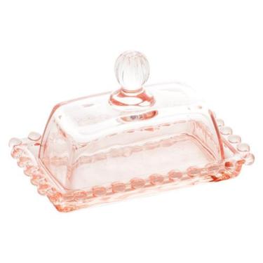 Imagem de Manteigueira Cristal Pearl Rosa 14cm Wolff
