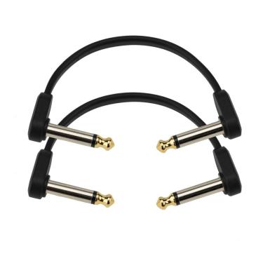 Imagem de Kit 2 Cabos Pedais P10 em l 10cm Flat Série Custom Preto D'Addario PW-FPRR-204