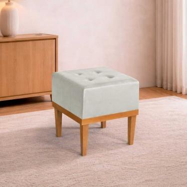 Imagem de Puff Quadrado MM-33 Espuma Veludo Creme Estofados Martins