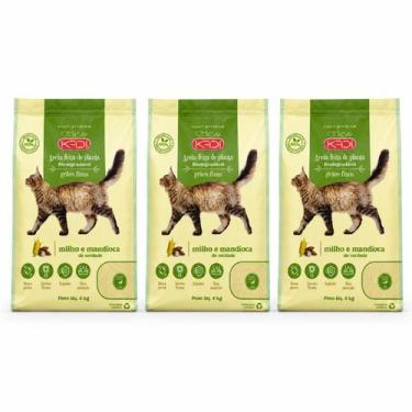 Imagem de Kit 3 Areia Biodegradável Higienica Grãos Finos 12kg Gatos - Kadi