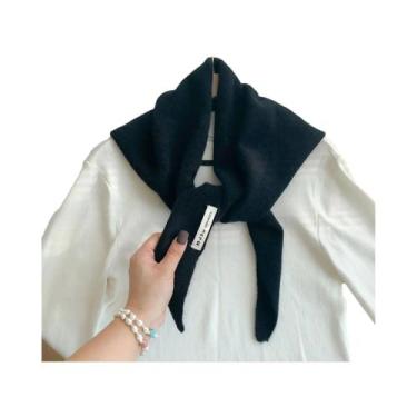 Imagem de Cachecol De Lã Feminino Quente De Cashmere Tricotado, Xale Triangular 