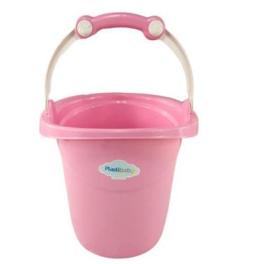 Imagem de Balde de bebe infantil azul rosa branco 11 litros plastibaby, ROSA