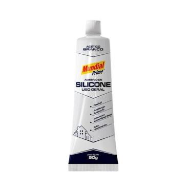 Imagem de Adesivo Vedante Silicone Branco 50g Impermeável com Bico Aplicador Mundial Prime