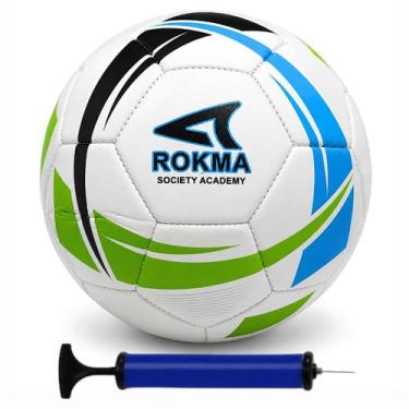 Imagem de Bola Society Rokma Academy Oficial Treino Jogo + Bomba de Ar, Azul, Ve