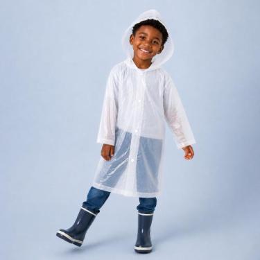 Imagem de Capa de Chuva Infantil Leve e Compacta Com Capuz e Botões Cabe na Bols