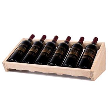 Imagem de Pkfinrd Adega de vinho rack de vinho de madeira maciça para decoração de sala de estar para casa, restaurante, vinho. Tamanho: 58 x 18,5 cm