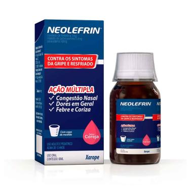 Imagem de Neolefrin Paracetamol 40mg/ml + Cloridrato Fenillefrina 1mg/ml + Maleato de Carbinoxamina 0,40mg/ml Sabor Cereja Xarope 60ml 60ml