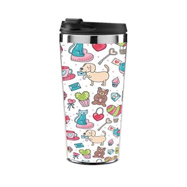 Imagem de Garrafa Térmica Gatos E Cachorros - Inox