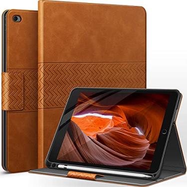 Imagem de auaua Capa para iPad Mini 5ª geração, suporte de 4ª geração de 7,9 polegadas com suporte de lápis, função hibernar/despertar automática, couro vegano (marrom)