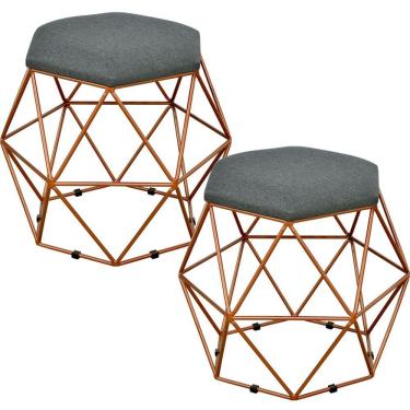 Imagem de Kit 02 Puffs Decorativo Aramado Six Linho 