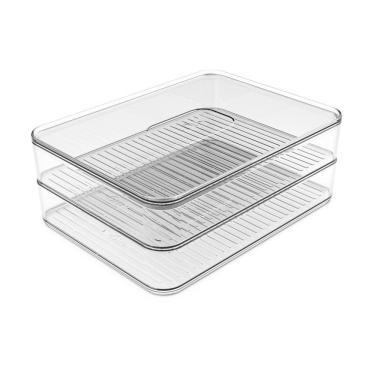 Imagem de Pote Porta Frios Alimentos Duplo Com Divisória Para Geladeira Clear Fresh Natural - PF 150 Ou