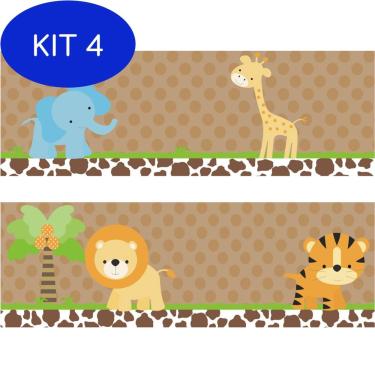 Imagem de Kit 4 Faixa de parede infantil border adesivo bebe zoo