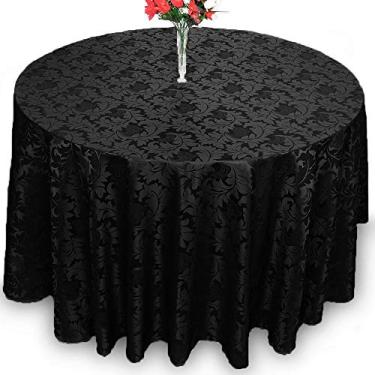 Imagem de Toalha Mesa Redonda Jacquard Preto 4 Lugares Buffet Festa