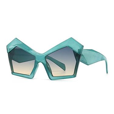 Imagem de Óculos de Sol Grandes Olhos de Gato Feminino Vintage Grande Lrregular Quadrado Óculos de Sol Masculino Óculos de Sol UV400 Óculos Gafas De Sol, Verde, Outros