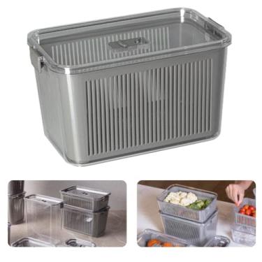 Imagem de Pote Com Trava Slim Hermético Multiuso Com Cesto 4470 ML Cor: Cinza