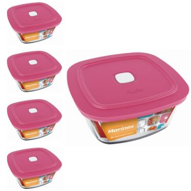 Imagem de Pote Vidro Quadrado Facilita Marmita 500ML Marinex 4Un