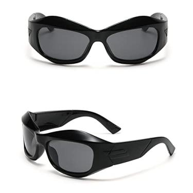 Imagem de Óculos de proteção brancos grandes óculos de sol femininos de luxo designer esportivo punk óculos de sol masculinos óculos de sol da moda, preto preto, tamanho único